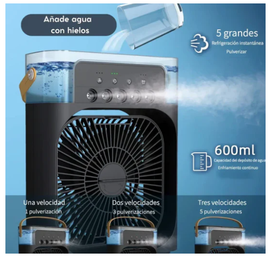AIR COOLER©3 en 1 | Mini Ventilador Portátil con Humidificador